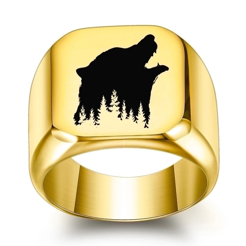 Hip-hop Retro Wolf Titanium Steel Plating Gold Plated Men’s Rings