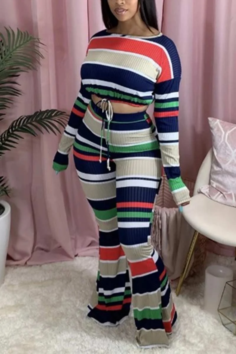 Fashion Casual Striped Two Piece