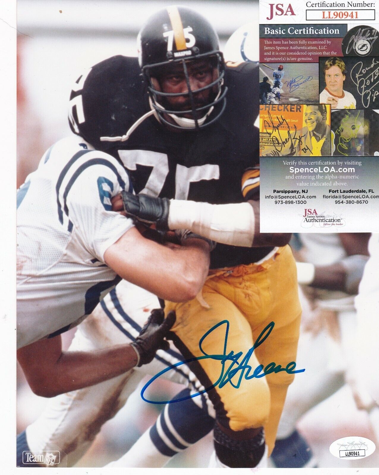 JOE GREENE PITTSBURGH STEELERS JSA AUTHENTICATED ACTION SIGNED 8x10 Photo Poster painting