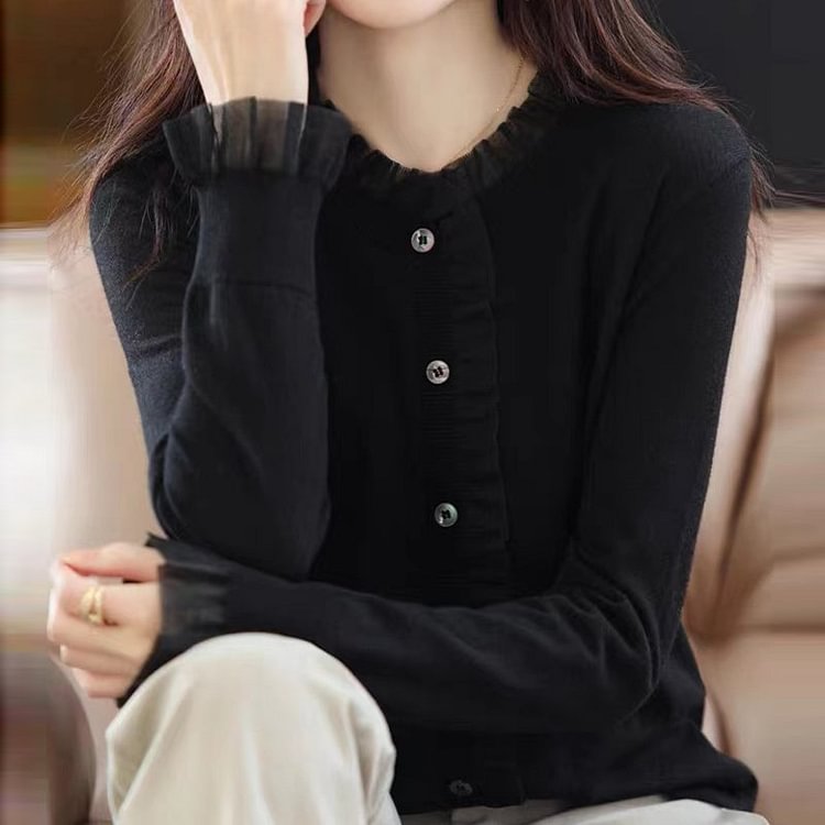 Long Sleeve Shift Paneled Knitted Sweater QueenFunky