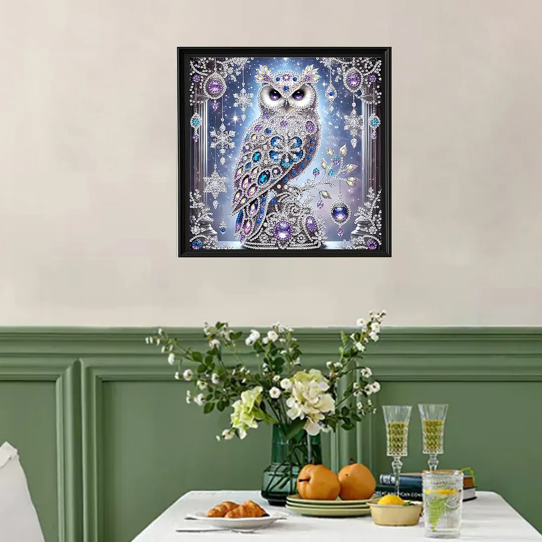 Diamond Painting - Partial Special Shaped Drill - Crystal Snow Owl(Canvas|30x30cm)