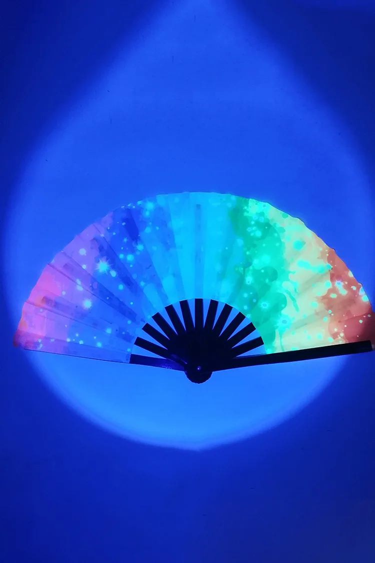 Rainbow Fluorescent Iridescent Handheld Folding Fan