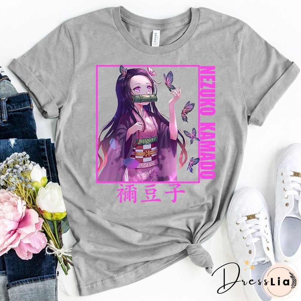 Funny Demon Slayer Kamado Nezuko Print T-shirt Women Men Summer Casual Short Sleeve Shirt Fashion Loose Tops