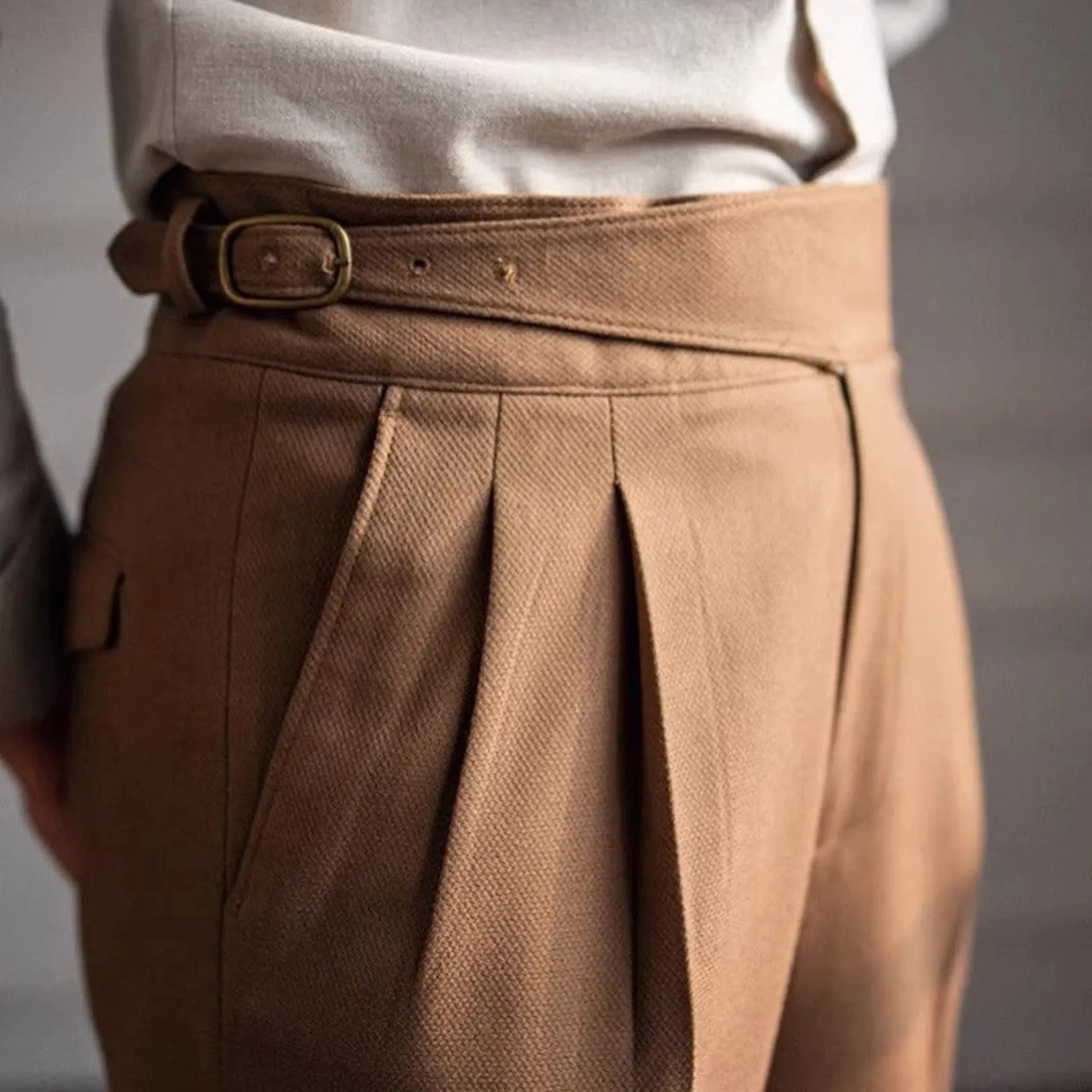 Men's Massimo Gurkha Trousers &ndash; High-Waist Tailored Pleated Fit