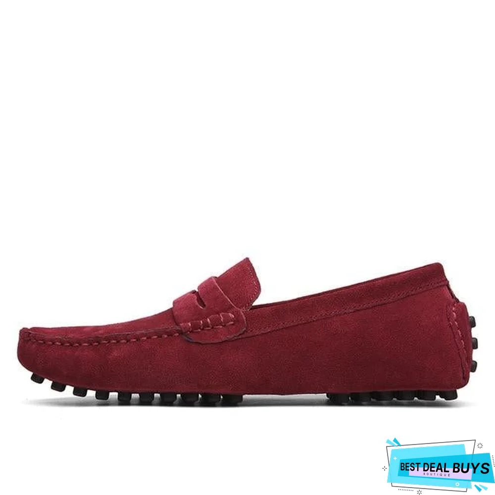 Men's Soft Loafers Moccasins Genuine Leather Flats Driving Shoes