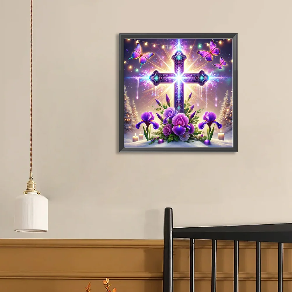 Diamond Painting - Full Round Drill - Flower Cross(Canvas|40*40cm)