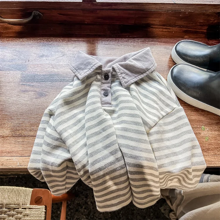 Toddler Polo Striped Casual Soft T-shirt