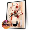Fleurs blanches g&eacute;om&eacute;triques-pleine peinture diamant ronde-30*40cm