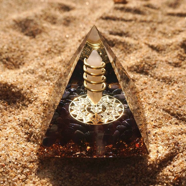 Clear Crystal Obsidian God of Light Orgone Pyramid