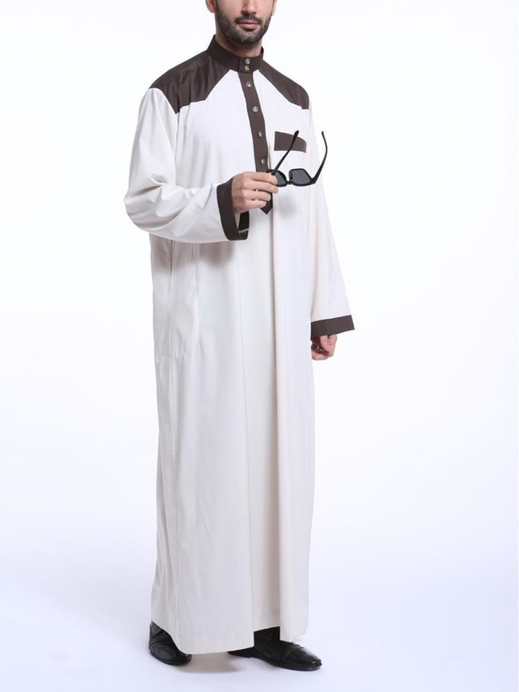 Men's Color Blocking Long Sleeve Kaftan