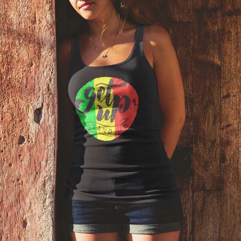 Women's Rasta Flag Get Up Stand Up Tank Top