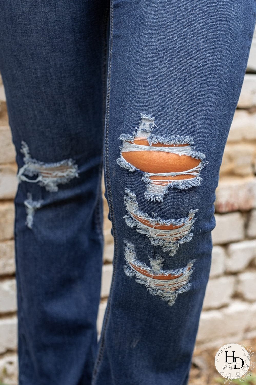 Distressed Dark Wash Flare Jeans with Wild West Graphic