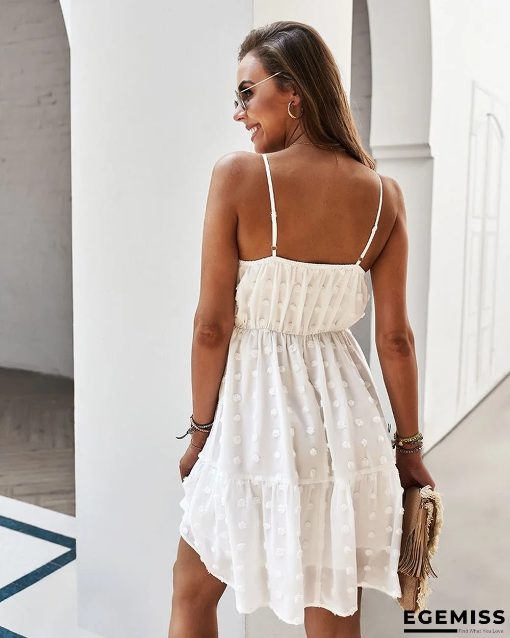 Women's Suspender Dress V-neck Sexy Casual Skirt Swing Skirt | EGEMISS