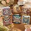 6pcs Diamond Painting Owl Greeting Card Kits with Envelopes for Family Friend Gifts