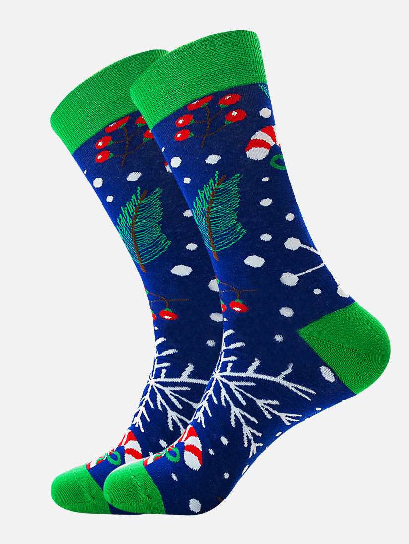 Men Christmas Leaves Print Socks PLUSCLOTHESMAN