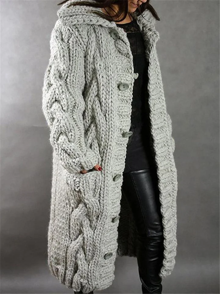 Women's Solid Knit Fashion Long Cardigan Loose Outerwear