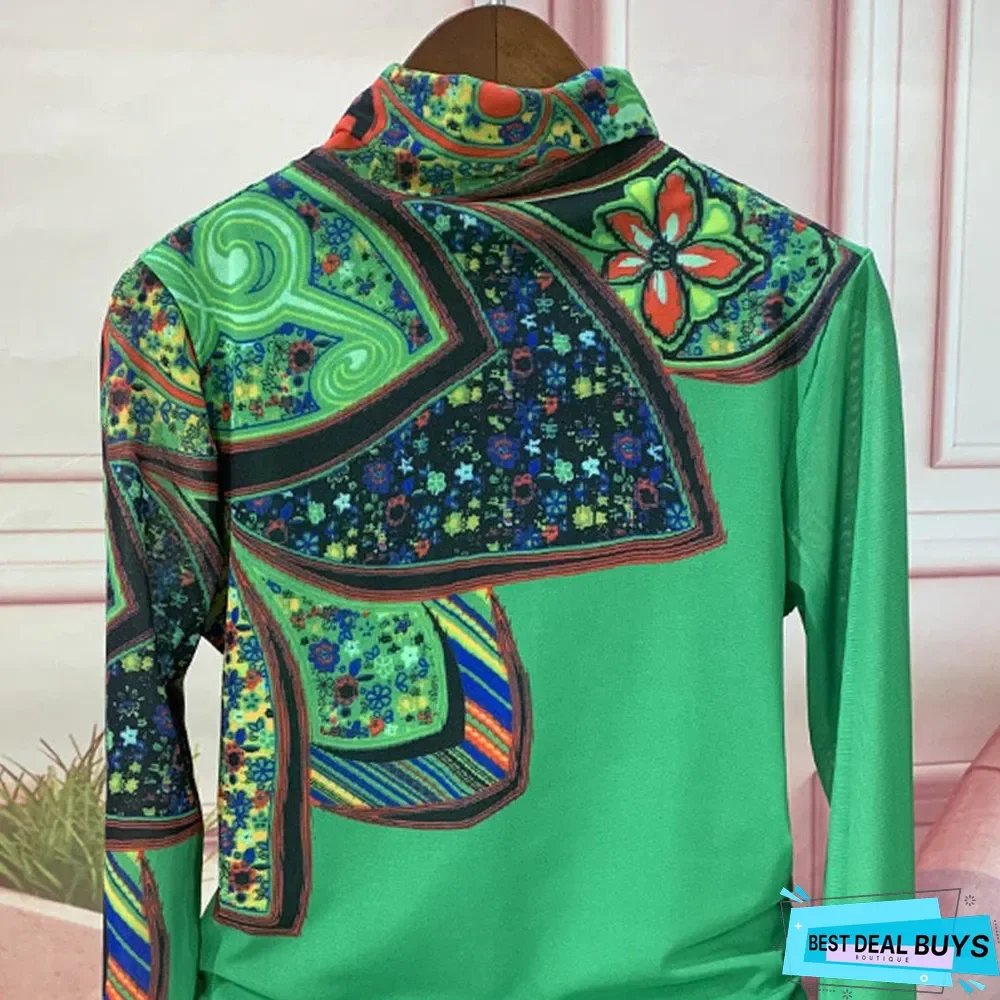 Long Sleeve Casual Printed Shirts & Tops