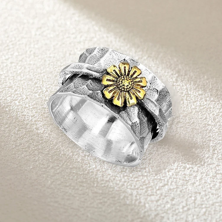 925 Sterling Silver Hand Carved Flower Spinner Ring Designer Handmade  Silver Meditation Ring Oxidized Silver Ring Fidget Ring Gift - Etsy