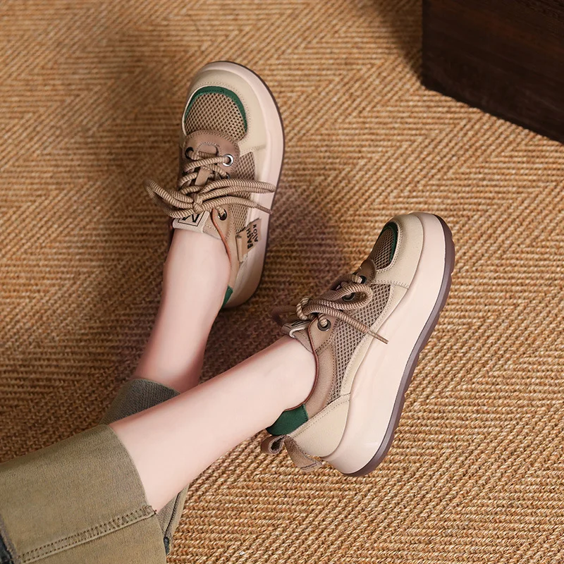 Yyvonne Summer Thin Mesh Shoes Women's Spring And Autumn New Catchable Loose Pastry Bottom Mesh Casual Board Shoes