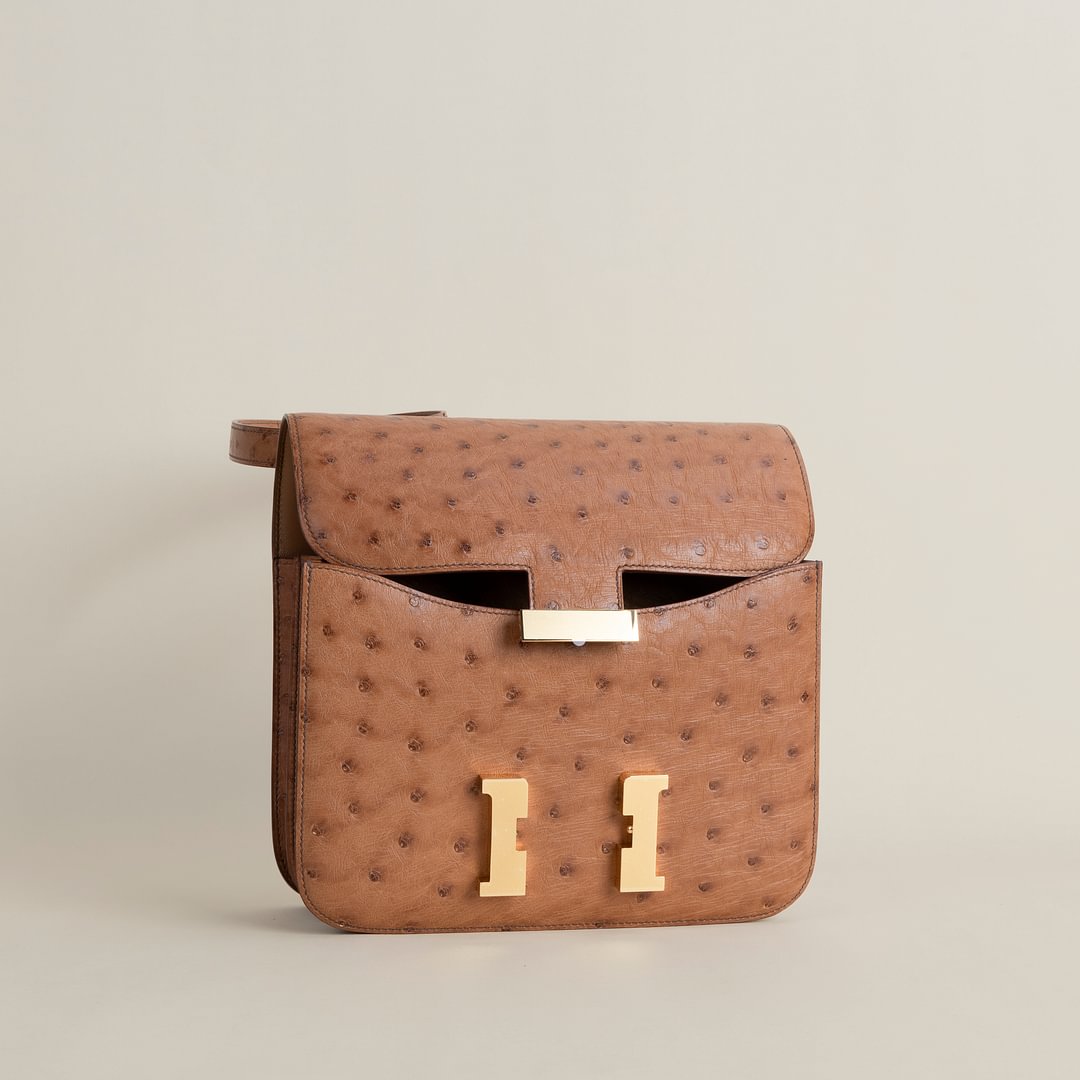 Constance 24CM Ostrich 35 Cognac GHW