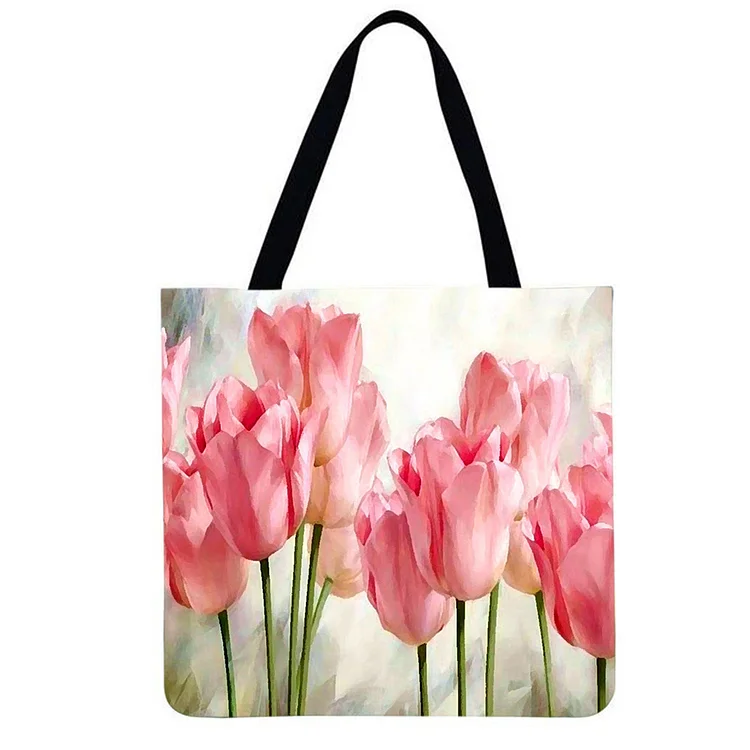 Linen Eco-friendly Tote Bag - Flowers