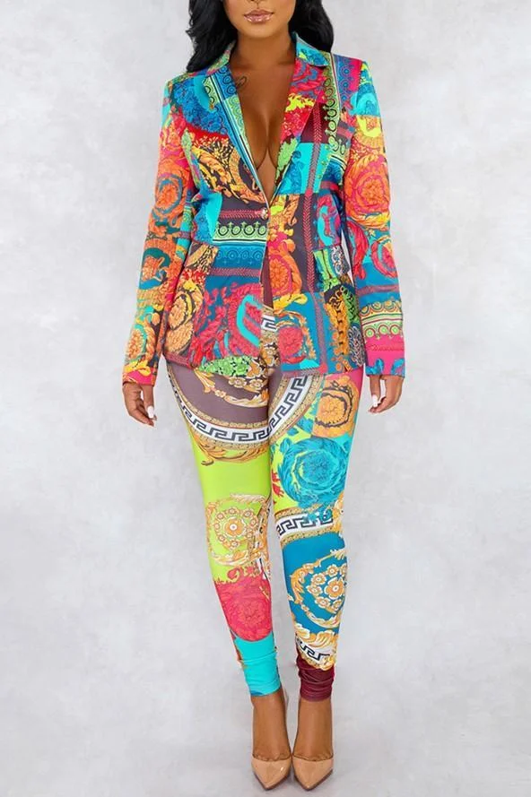 Fashion Casual Printing Slim Fit Two-piece（Random Printing）