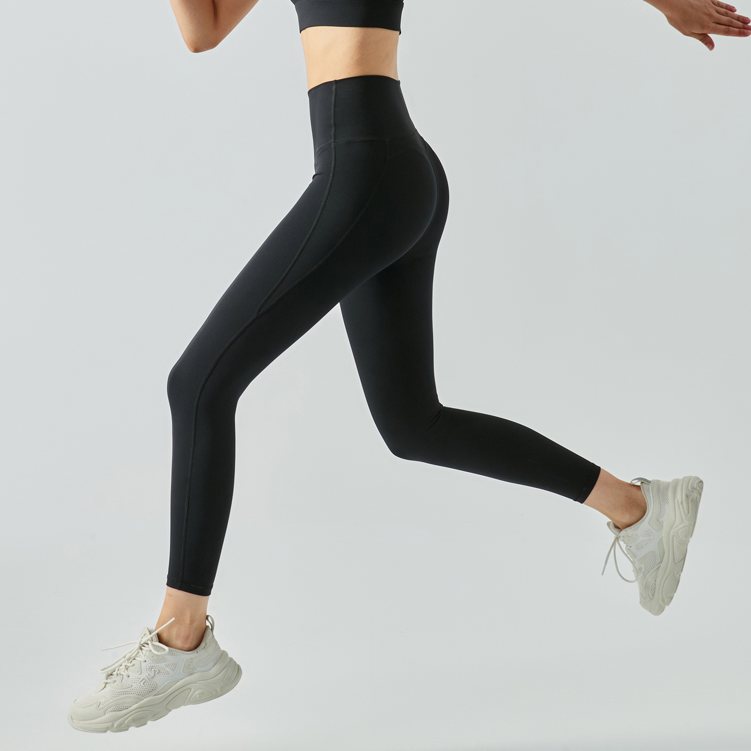 Hergymclothing Black women's high rise breathable moisture wicking spandex eco friendly workout yoga pants sports leggings online shopping