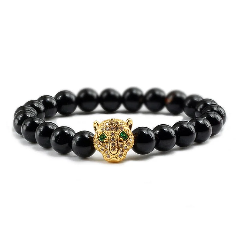 Christmas Gift 12 Style Bracelet Men Black Lava Healing Balance Beads Reiki Buddha Prayer Natural Stone Yoga Bracelet For Women Leopard Head
