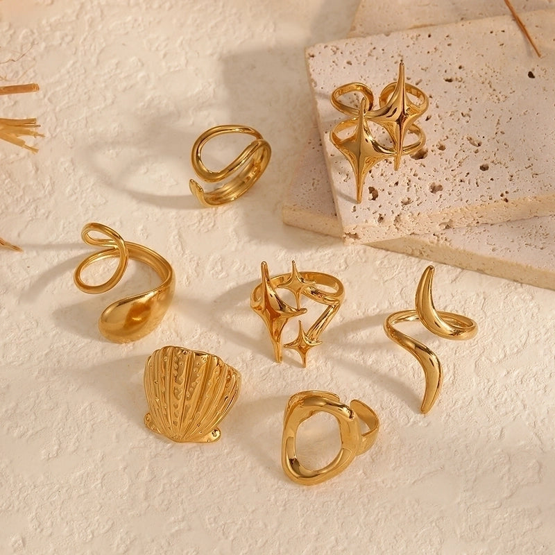 New Arrival Geometric Open Titanium Steel Ring Women's Light Luxury High-Grade  18K Gold Stainless Steel Ring Bracelet