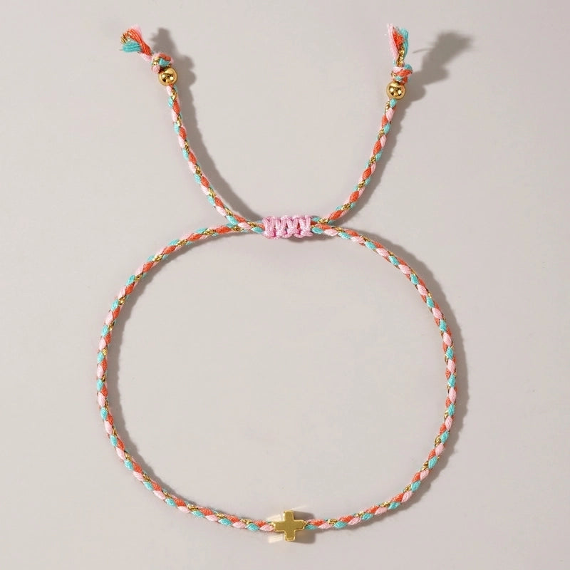 Copper Cross Drawstring Bracelets