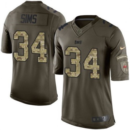 Buccaneers #34 Charles Sims Green Youth Stitched NFL Limited Salute to Service Jersey