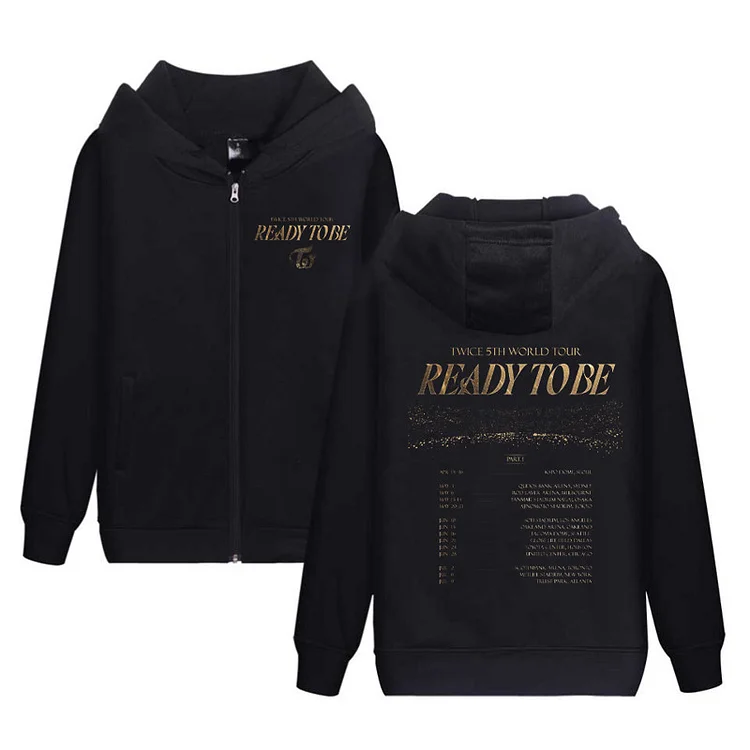 TWICE 5th World Tour READY TO BE Schedule Zip-Up Hoodie