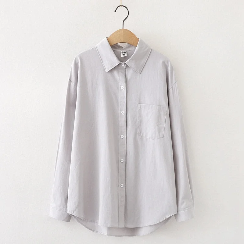 White Shirts Womens Blouses Lady Tops Long Sleeve Solid Female Clothes Outwear Student Clothing Spring News