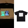 Interactive Glow in The Dark TShirt Luminous Drawing Board Shirt Neutral Fun Fluorescent Green Printing Cotton Short Sleeve Tees