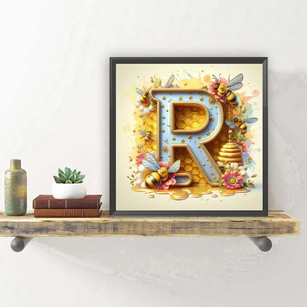 Full Round Diamond Painting 30*30cm - Bee Letter R