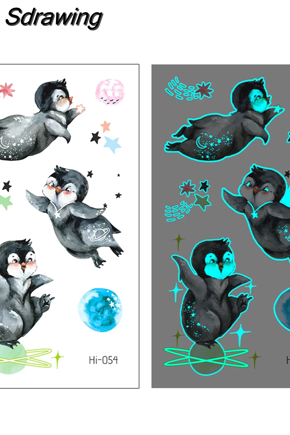 Sdrawing Temporary Tattoo Stickers Lovely Cat Star Rabbit panda Animal Festival Party Glowing Cool Face Tatoo for kid Women