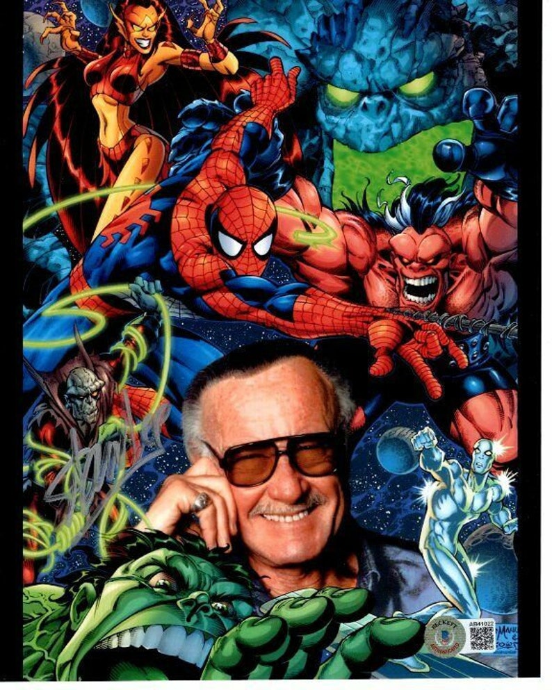 Stan lee signed 8x10 marvel comics Photo Poster painting beckett bas loa