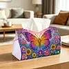 (24cm)Diamond Art Tissue Box Cover DIY PU Desktop Organizer Large(Butterfly)
