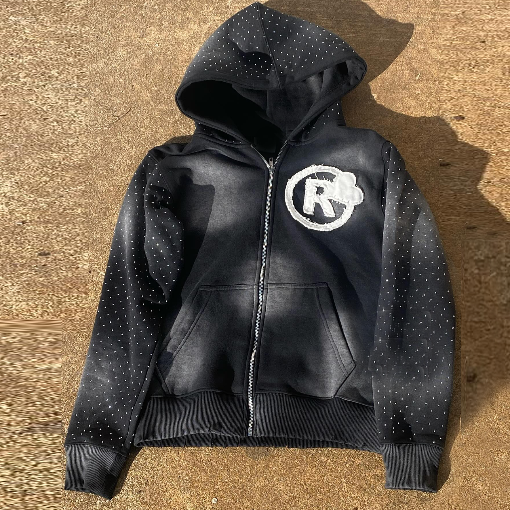 Personalized Street Style Applique Zip-Up Hoodie