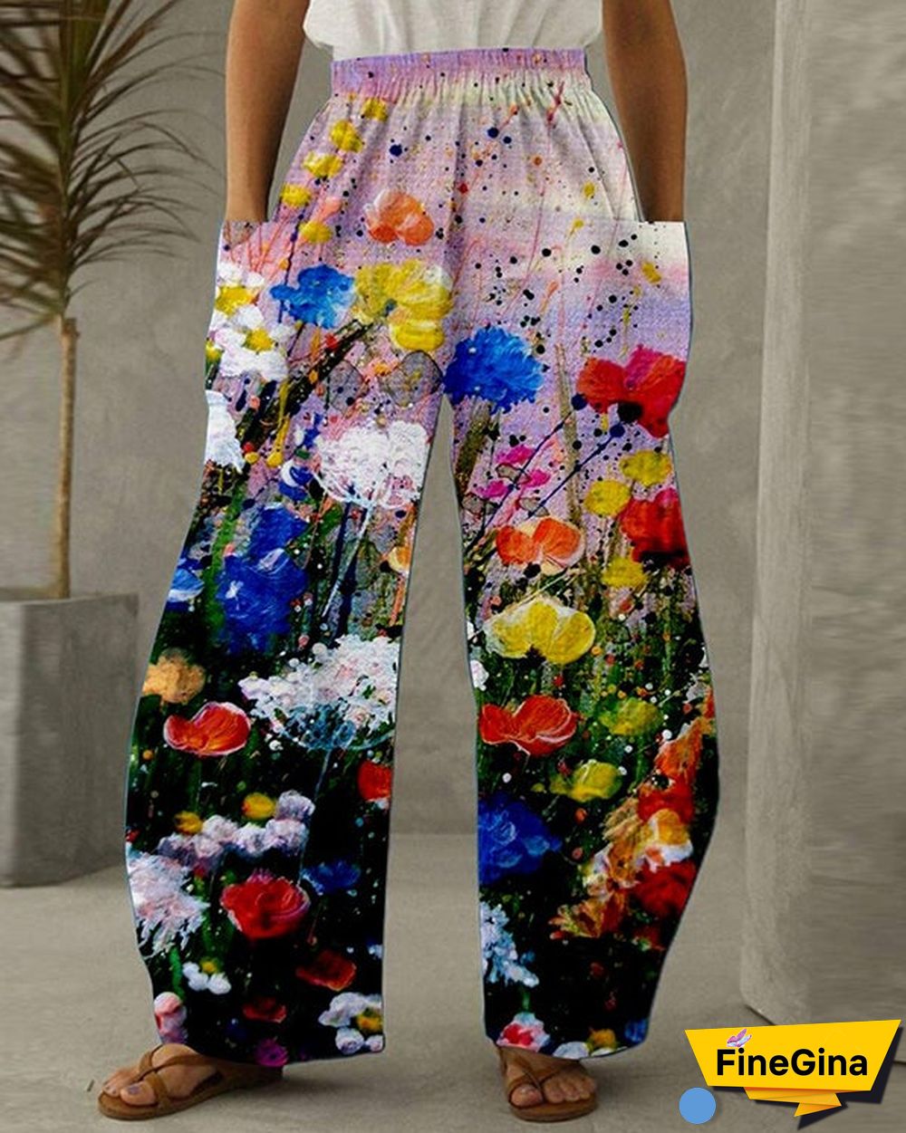 Floral Print Retro Casual Loose Pants S-5XL