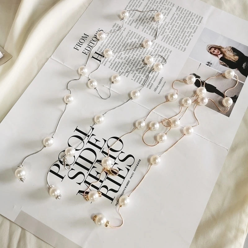 Sweet Geometric Plastic Pearl Women’s Chain Belts