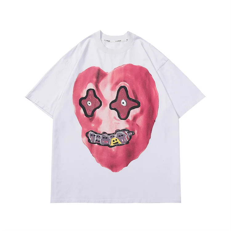 Vintage Heart Graphic Men's Streetwear Oversized T-shirts at Hiphopee