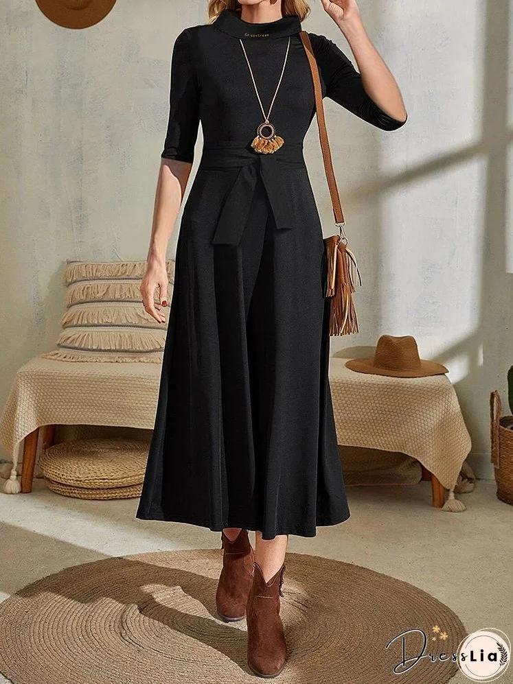 Dresses Solid Turtleneck Strap Midi Dress for Women