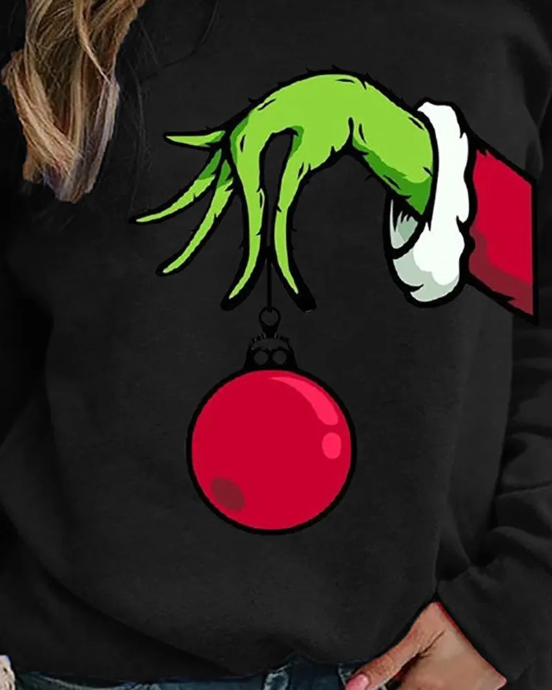 Christmas Grinches Print Long Sleeve Top