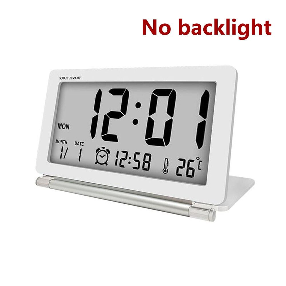LED Digital Alarm Clock Travel Multifunction Backlight Digital Table Clock with Thermometer Folding Electronic Travel Clock