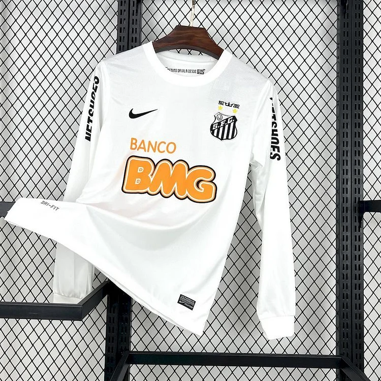 Retro 2012 Santos Home Long Sleeve Football Jersey