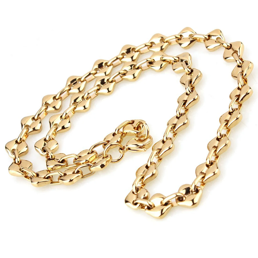 Coffee Bean Titanium Chain Necklaces for Women Gold Plated Women's Trendy Layering Necklaces Chain Link Necklaces 10mm Wide, 24 Inch for Women