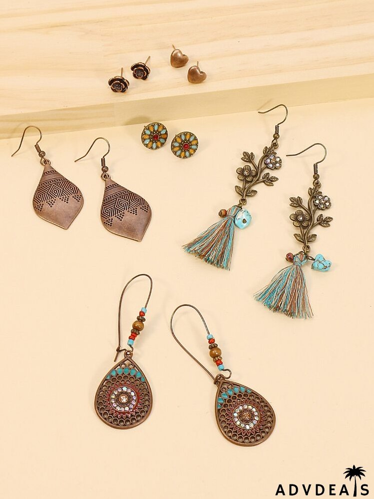 6pairs Tassel Decor Earrings