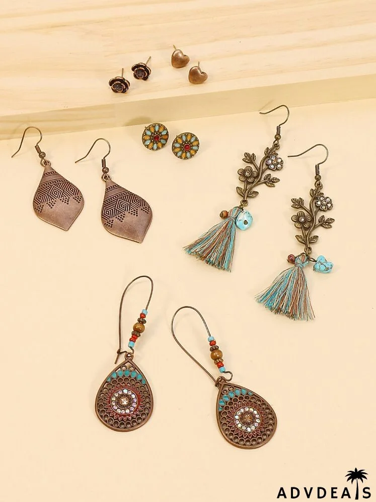 6pairs Tassel Decor Earrings