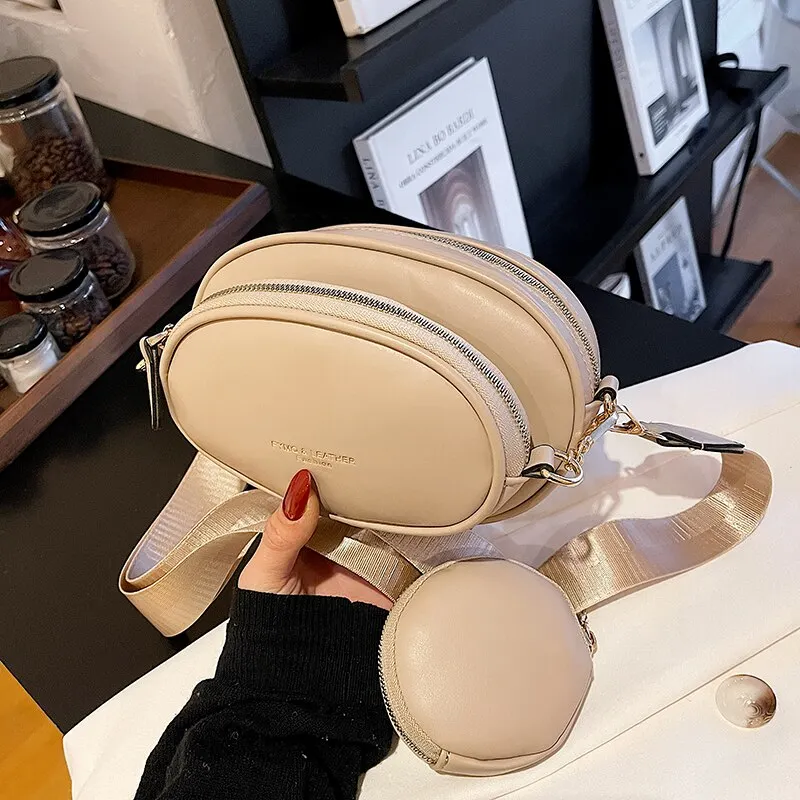 էѧӧܧ three-piece Simple PU Leather Crossbody Bags Women 2021 New Fashion Lady Luxury Shoulder Handbags and Purses